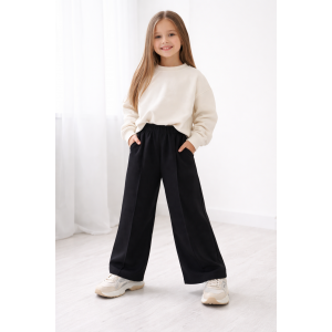 Детские брюки палаццо с кантом 2-нить | широкие брюки для девочки 86–146 | черные | Украинский производитель